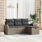 vidaXL Tuin Sofa Set met kussen met opslag 4 pcs Grijs Poly, Verzenden, Nieuw, Rotan