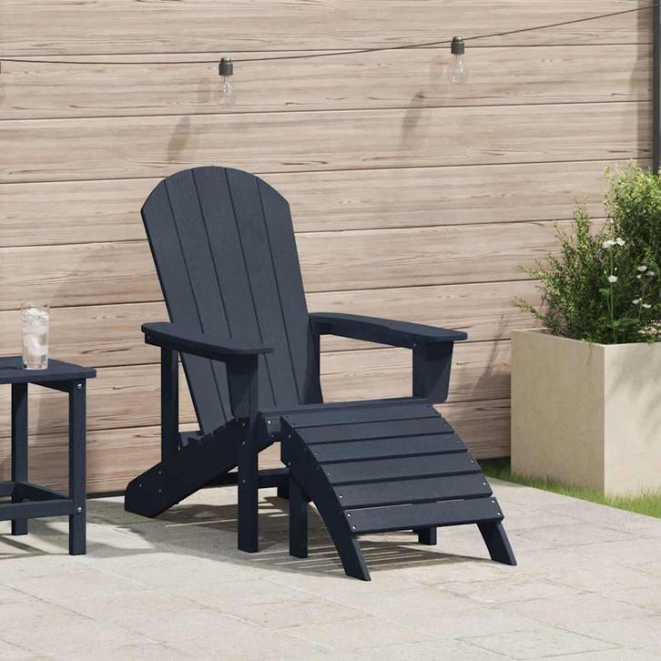vidaXL Adirondack-stoel Marineblauw 74 x 82 x 92cm HDPE, Tuin en Terras, Tuinstoelen, Nieuw, Verzenden