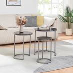 [en.casa] Bijzettafel Bornholm set van 3 rond marmer zwart e, Huis en Inrichting, Tafels | Bijzettafels, Verzenden, Nieuw