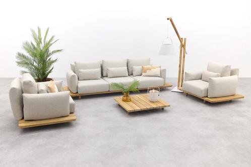 Suns Bora loungeset - Gravel natural teak - 4-delig, Tuin en Terras, Tuinsets en Loungesets, Loungeset, Nieuw, Hout, Verzenden