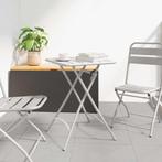 vidaXL Tuinstafel Beige 55 x 55 x 73 cm Poedercoating staal, Verzenden, Nieuw, Metaal