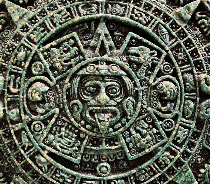 Wandbord - Malachiet, Composiet - Azteekse kalender, Antiek en Kunst, Curiosa en Brocante