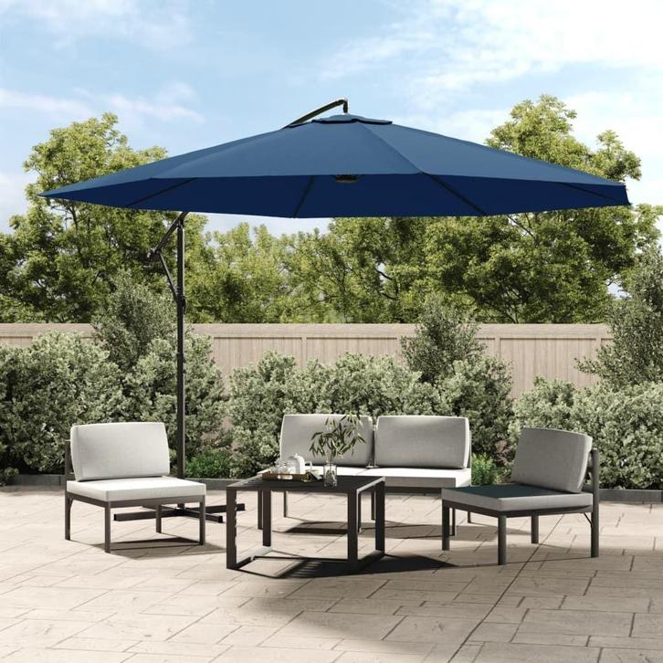 Tuinparasol 350cm blauw | retourdeal 53% korting, Tuin en Terras, Parasols, 3 tot 4 meter, Waterdicht, Nieuw, Zweefparasol, Ophalen of Verzenden