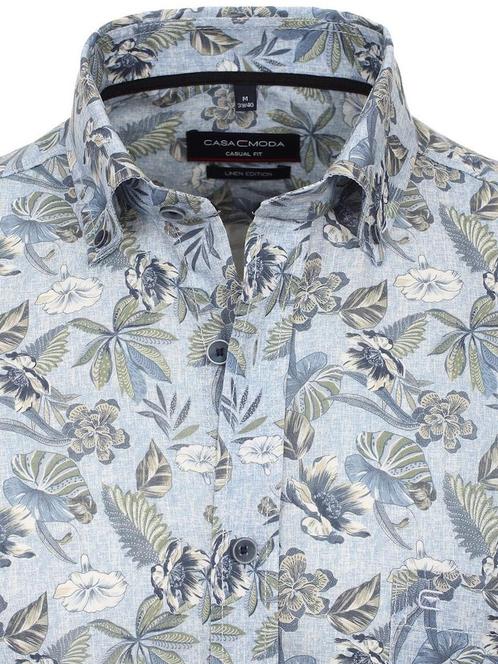 Casa Moda Gebloemd Linnen Overhemd Button Down Boord, Kleding | Heren, Overhemden, Blauw, Nieuw, Verzenden