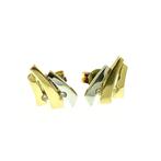 Bicolor gouden oorstekers met zirconia, Sieraden, Tassen en Uiterlijk, Oorbellen, Goud, Gebruikt, Verzenden, Overige kleuren
