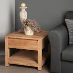 *WOONWINKEL* Tower Living Corona Bijzettafel Teakhout Met La, Huis en Inrichting, Tafels | Bijzettafels, Verzenden, Nieuw