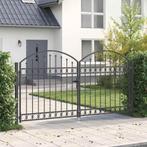 vidaXL Hekpoort met slot Grijs 300 x 150 cm Staal, Tuin en Terras, Tuinpoorten, Verzenden, Nieuw