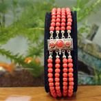 Bloedkoraal kralen armband met gouden slot; Antiek | 19,5 cm, Sieraden, Tassen en Uiterlijk, Armbanden, Gebruikt, Overige kleuren
