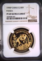 Gouden China Panda 1 oz 1990 PF69 UCAM NGC gecertificeerd, Postzegels en Munten, Munten | Azië, Goud, Oost-Azië, Losse munt, Verzenden