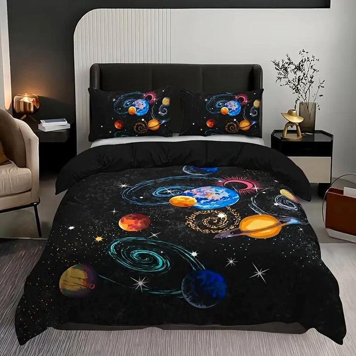 Eenpersoons Dekbedovertrek 140 x 200 - Planeten, Huis en Inrichting, Slaapkamer | Beddengoed, Verzenden
