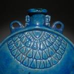 Oud-Egyptisch Faience Nieuwjaarsfles. 15,5 H. Ptolemeïsch -