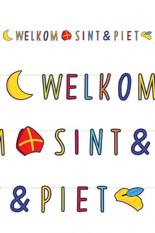 Letterslinger Welkom Sint en Piet 3 Meter, Diversen, Sinterklaas, Verzenden
