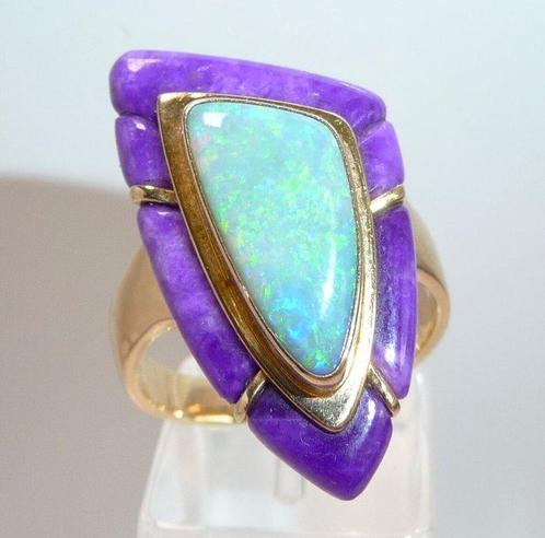 Ring - 14 karaat Geel goud - 6.00ct. tw. Opaal - Gemengde, Sieraden, Tassen en Uiterlijk, Ringen