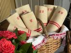 7 linnen theedoeken met initialen M.B. - Textiel - 77 cm -