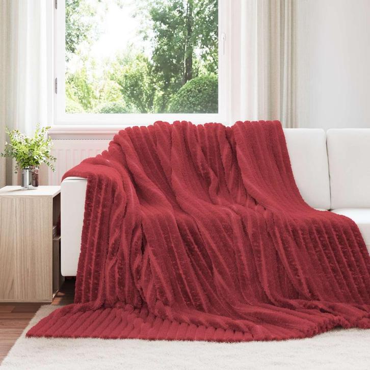 vidaXL Gooi Deken Bordeaux Rood 270 x 240 cm Fleece, Huis en Inrichting, Slaapkamer | Beddengoed, Rood, Nieuw, Verzenden