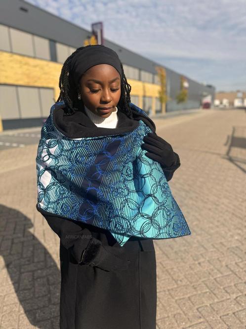 Warme Sjaal met Afrikaanse print Unisex - Blauwe rings, Kleding | Dames, Mutsen, Sjaals en Handschoenen, Nieuw, Ophalen of Verzenden