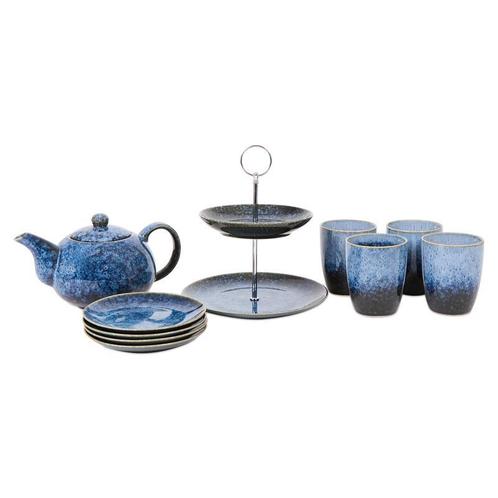 Theeservies - Blauw - 10-delig, Huis en Inrichting, Keuken | Servies, Nieuw, Verzenden