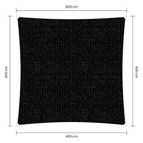 Vierkante schaduwdoek - Zwart - Waterdoorlatend - 6,0 x 6,0, Tuin en Terras, Schaduwdoeken, Ophalen of Verzenden