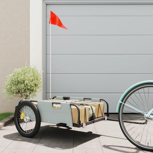 vidaXL Fietstrailer oxford stof en ijzer grijs, Fietsen en Brommers, Fietsaccessoires | Aanhangers en Karren, Nieuw, Verzenden