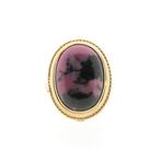 Gouden ring met Rhodoniet | Vintage/antiek (geelgoud), Gebruikt, Overige kleuren, Ophalen of Verzenden, 17 tot 18