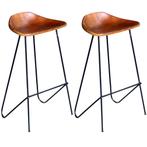 vidaXL Barstoelen 2 st echt leer zwart en bruin, Huis en Inrichting, Barkrukken, Verzenden, Nieuw