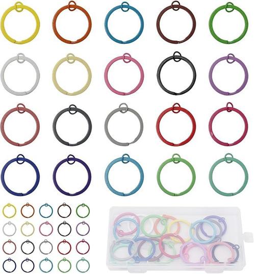 Set van 40 gekleurde Sleutelhangers (30 mm) - DIY projecten, Verzamelen, Sleutelhangers, Nieuw, Verzenden