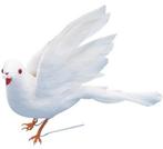 Witte duif met veren vleugels op 2 stekers, Hobby en Vrije tijd, Taarten en Cupcakes maken, Verzenden, Nieuw, Taarten of Cupcakes