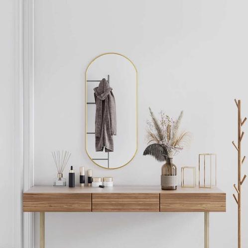 vidaXL Wandspiegel 90x40 cm ovaal goudkleurig, Huis en Inrichting, Woonaccessoires | Spiegels, Nieuw, Verzenden