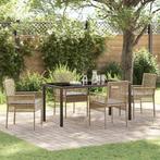 vidaXL 5-delige Tuinset met Kussens in Beige van Poly Riet, Tuin en Terras, Verzenden, Nieuw, Rotan, Tuinset