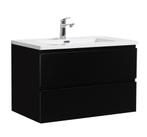 Badkamermeubel Set Angela 80cm Mat Zwart Badmeubel, Huis en Inrichting, Badkamer | Badkamermeubels, Verzenden, Nieuw, Wastafelkast