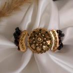 Glaskralen armband met gouden slot; Antiek | 19 cm, Sieraden, Tassen en Uiterlijk, Armbanden, Gebruikt, Overige kleuren, Ophalen of Verzenden