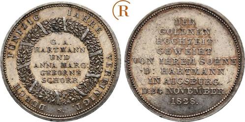 Zilver medaille 1828 Augsburg Stadt:, Postzegels en Munten, Penningen en Medailles, Verzenden