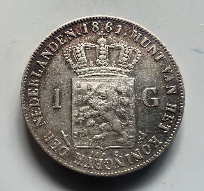 Nederland. Willem III. 1 Gulden 1861 (Zonder Minimumprijs), Postzegels en Munten, Munten | Nederland