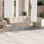 vidaXL 6-delige Loungeset met kussens poly rattan beige, Verzenden, Nieuw, Rotan, Loungeset