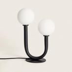 ACTIE: Tafellamp zwart met opaalglas 2x G9 fittingen FOIR, Huis en Inrichting, Lampen | Tafellampen, Nieuw, Verzenden