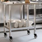 vidaXL Keukenwerktafel met wielen 82,5x55x85 cm roestvrij, Verzenden