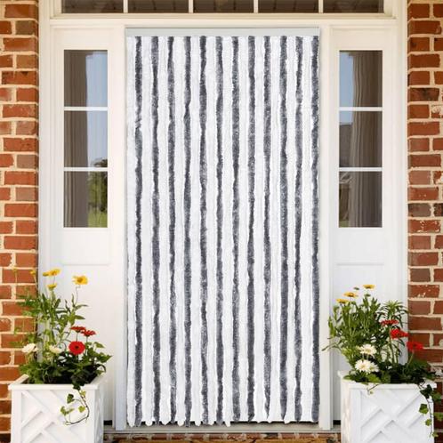 vidaXL Vliegengordijn 100x230 cm chenille grijs en wit, Huis en Inrichting, Stoffering | Gordijnen en Lamellen, Grijs, Nieuw, Verzenden