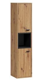 Badkamerkast Oliver 30 x 30 x 131 cm Eiken / Zwart Kolomkast, Verzenden, Nieuw, (Half)hoge kast