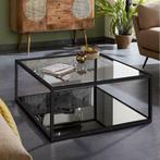 Kave Home Salontafel Blackhill Glas met zwart frame in 2 mat