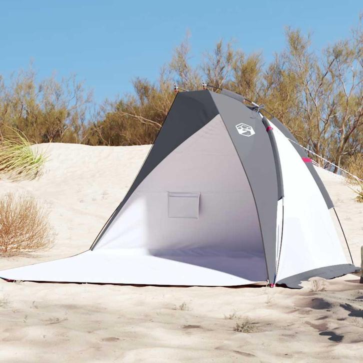 vidaXL Strandtent 268x223x125 cm 185T polyester grijs, Caravans en Kamperen, Tenten, Nieuw, tot en met 2, Verzenden