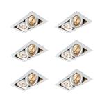 Set van 6 Inbouwspot wit AR111 verstelbaar 2-lichts - Oneon, Huis en Inrichting, Lampen | Spots, Nieuw, Overige materialen