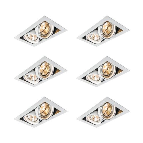 Set van 6 Inbouwspot wit AR111 verstelbaar 2-lichts - Oneon, Huis en Inrichting, Lampen | Spots, Nieuw, Overige materialen