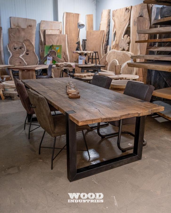 Robuuste stoelen industriële eetkamerstoelen stoere stoel, Huis en Inrichting, Stoelen, Vijf, Zes of meer stoelen, Bruin, Nieuw