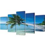 vidaXL Canvas muurdruk set zandstrand met palmboom 200 x 100, Verzenden, Nieuw