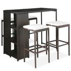 vidaXL 5-delige Tuinbarset met kussens poly rattan bruin, Tuin en Terras, Verzenden, Nieuw, Rotan