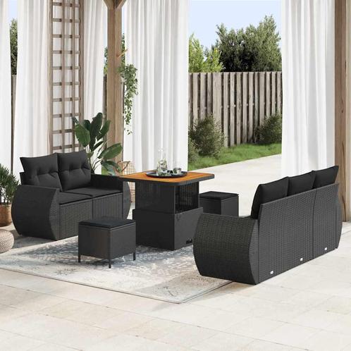 vidaXL Tuin Sofa Set 8 pcs Zwart poly rattan, Tuin en Terras, Tuinsets en Loungesets, Nieuw, Verzenden