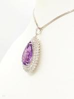 Ketting met hanger - 18 karaat Witgoud Amethist, Sieraden, Tassen en Uiterlijk, Antieke sieraden