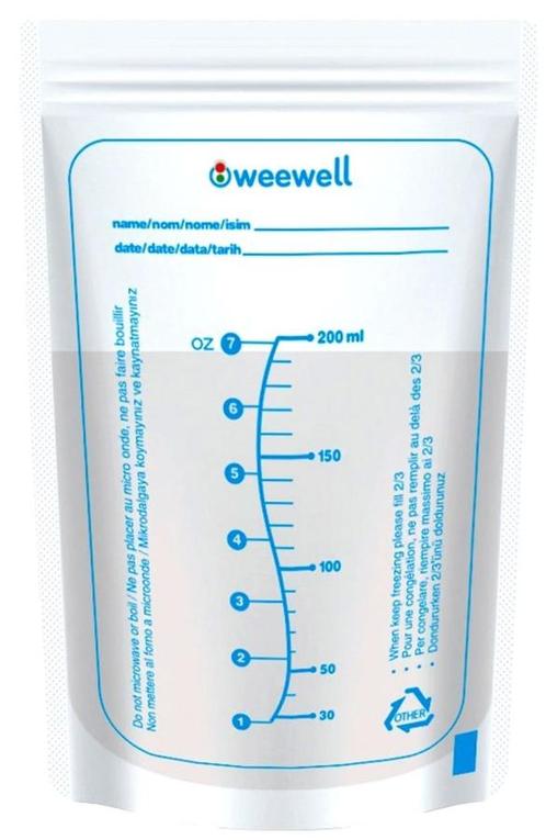 Weewell 25 Stuks Moedermelk Bewaarzakjes WMS825, Kinderen en Baby's, Babyvoeding en Toebehoren, Nieuw, Verzenden