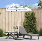 vidaXL Ligbed met Metalen Pole Blauw & Wit 161x193 cm, Verzenden, Nieuw