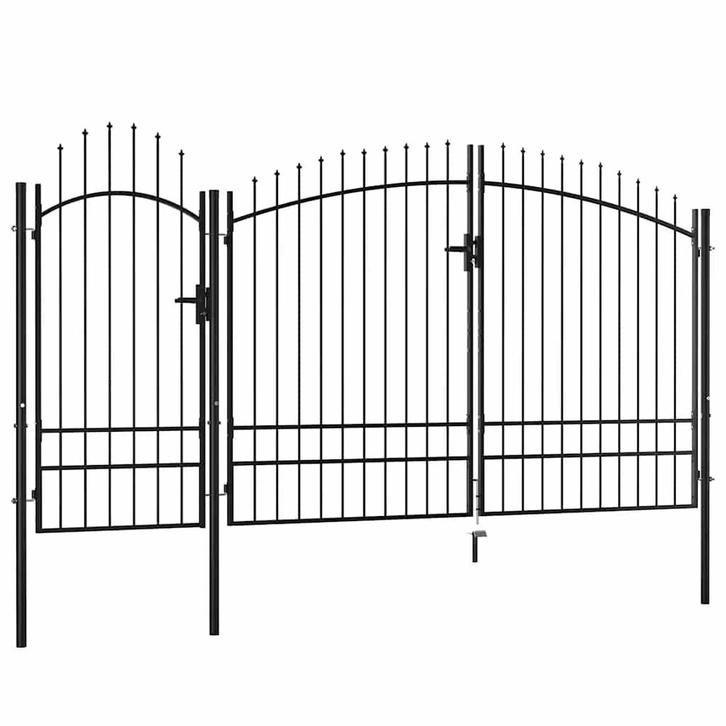 vidaXL Poort 2,45x4 m staal zwart, Tuin en Terras, Tuinpoorten, Nieuw, Verzenden